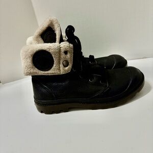 Palladium Black and Cream Combat Boots